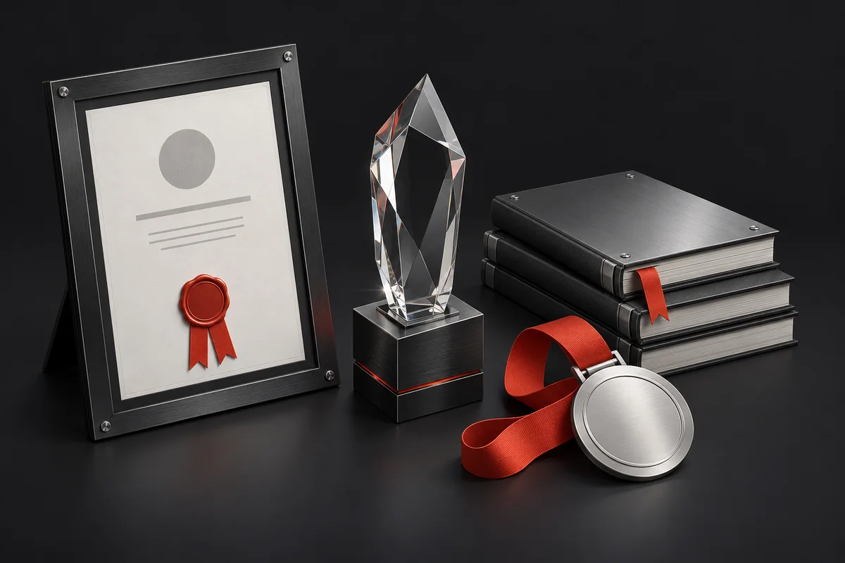 Certificates, plaques, medals and bound reports